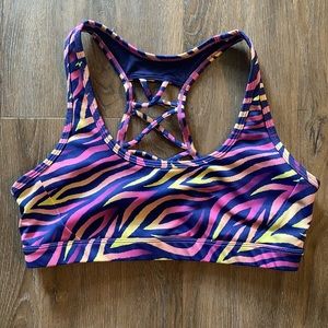 Feed me Fight me neon zebra bra
